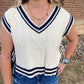 Contrast Line Trim Side Tie Sweater Vest