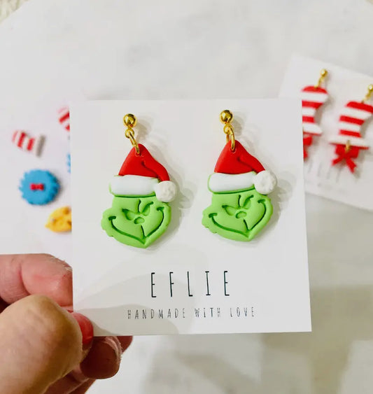 Grinch Clay Dangle Earrings