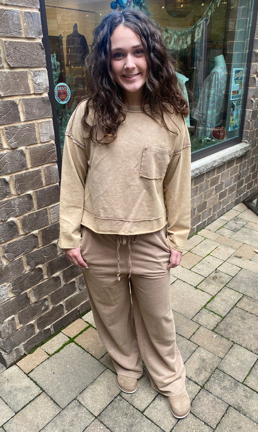 Mineral Wash Casual Set, Mocha