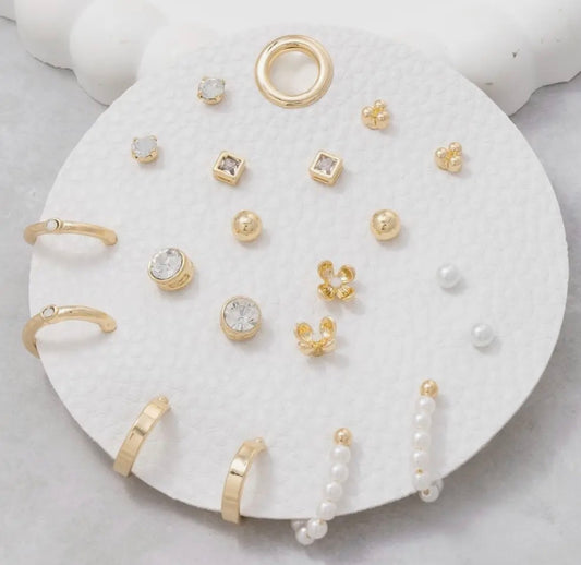 Assorted Pearls and Flowers Earring Set