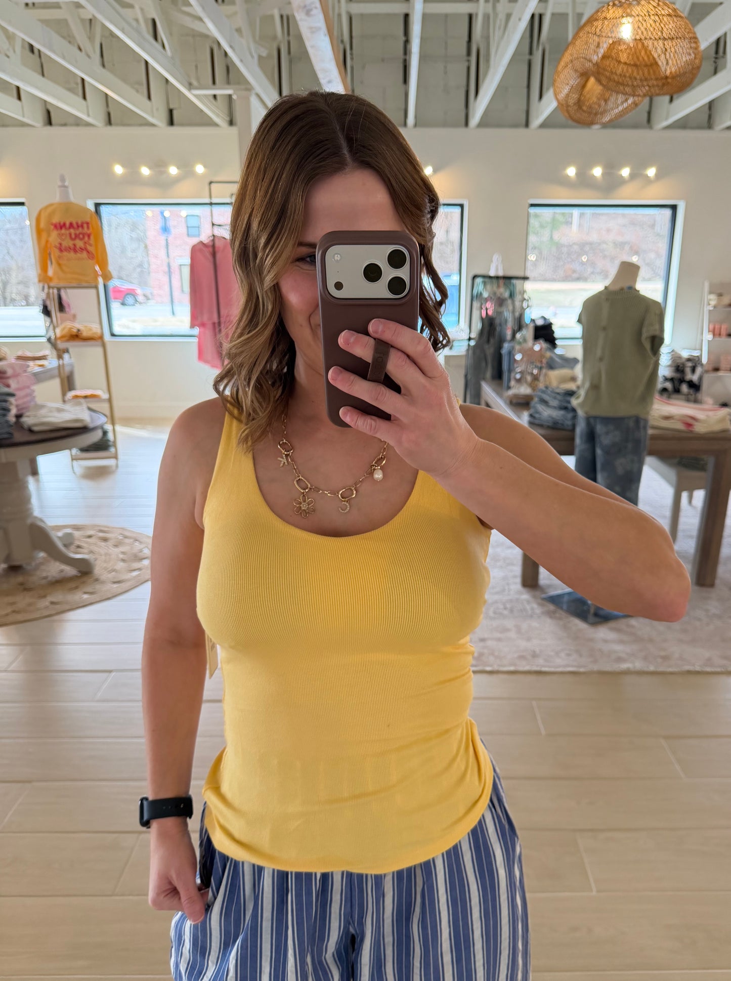 Fit Tank w/ Built In Bra, Yellow
