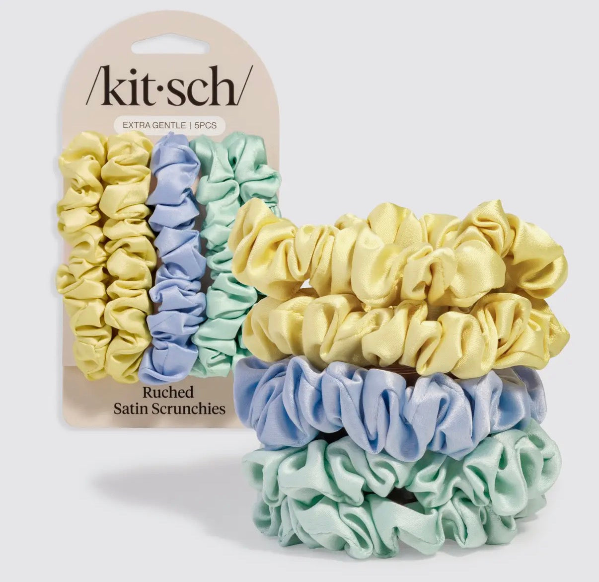 Kitsch Ruched Satin Scrunchies, Multi Color