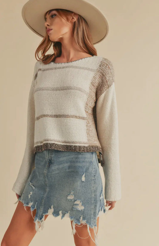 Mona Knit Stripe Sweater, Oat