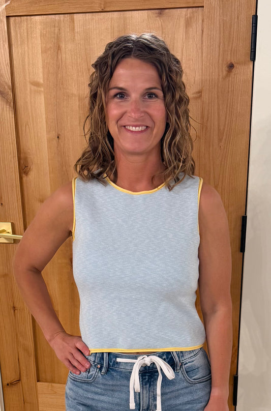Butter Sky Contrast Edge Sleeveless Top