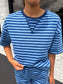 Striped Shorts Lounge Set, Blue