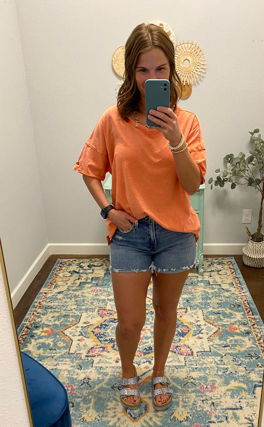 Not So Basic Tee, Sunset Orange (Enjoy the Now)