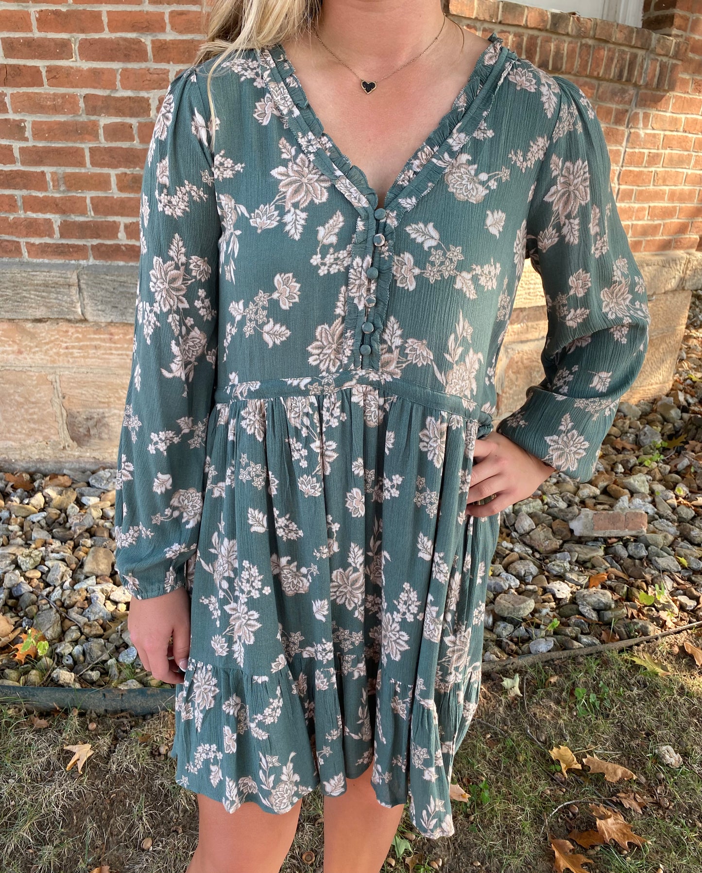 Wild Sage Ruffle Dress