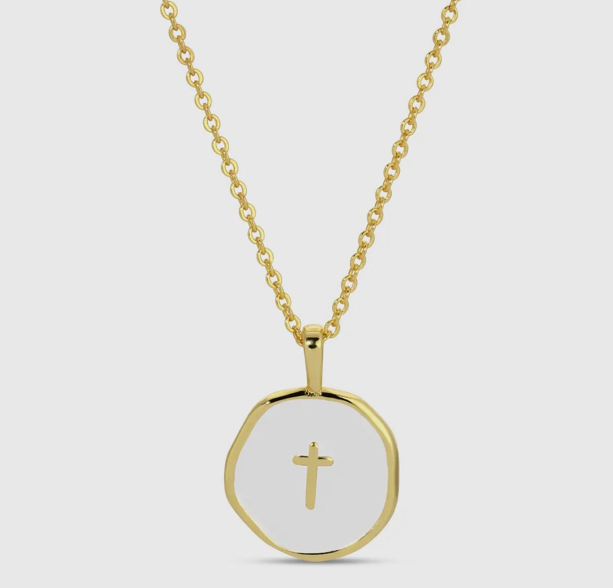 Tiny Cross Pendant Necklace, White