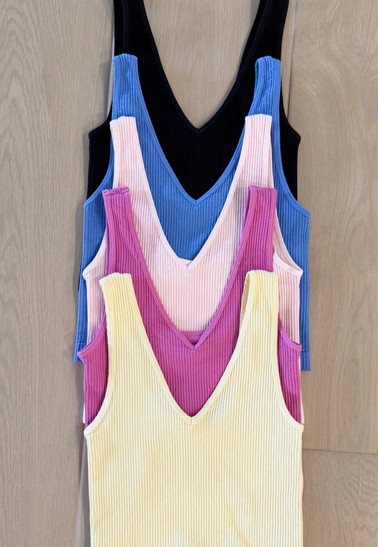 Reversible Ribbed Crop Top, Multiple Colors