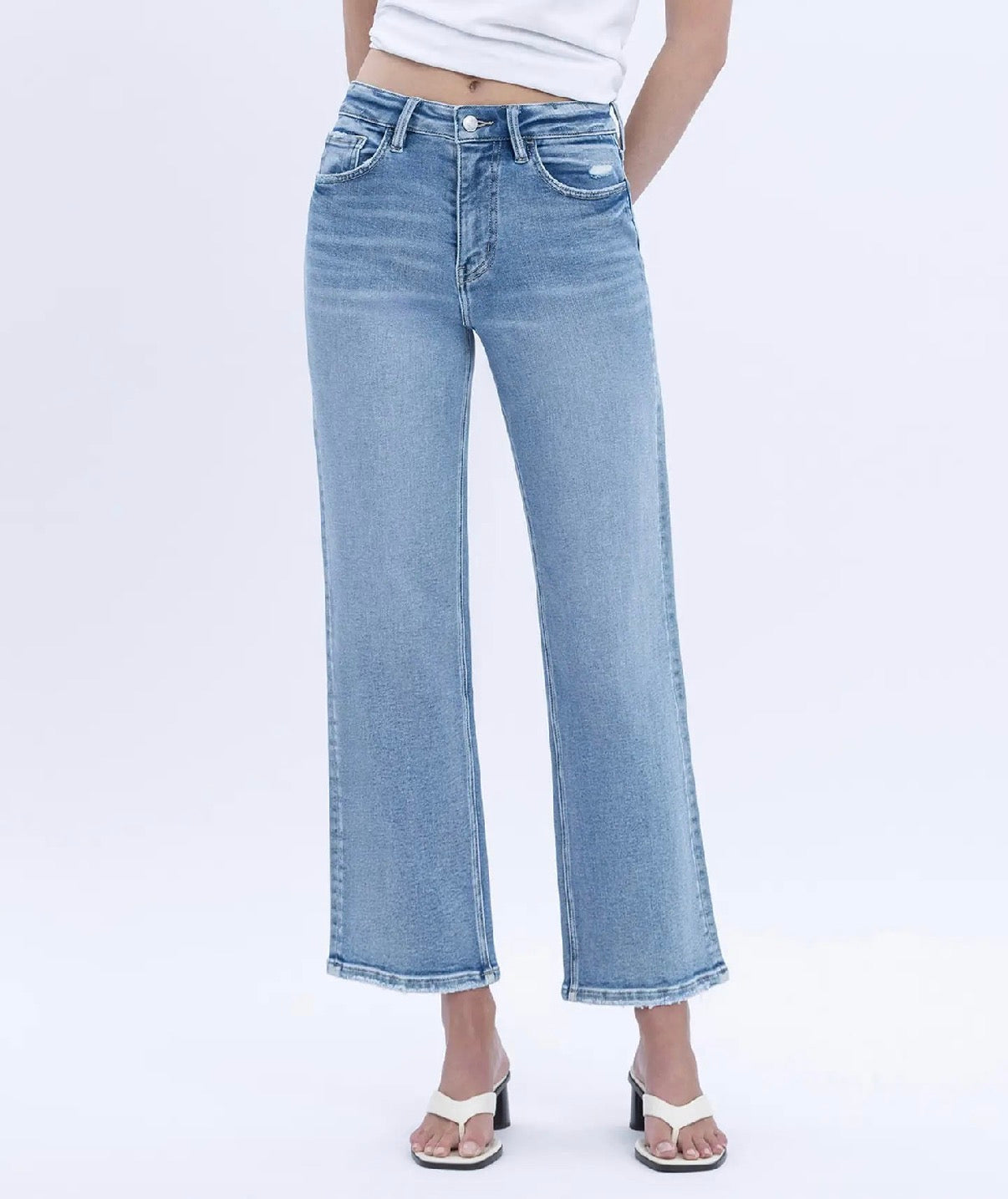 Lovervet Super High Rise Ankle Slim Wide Jeans