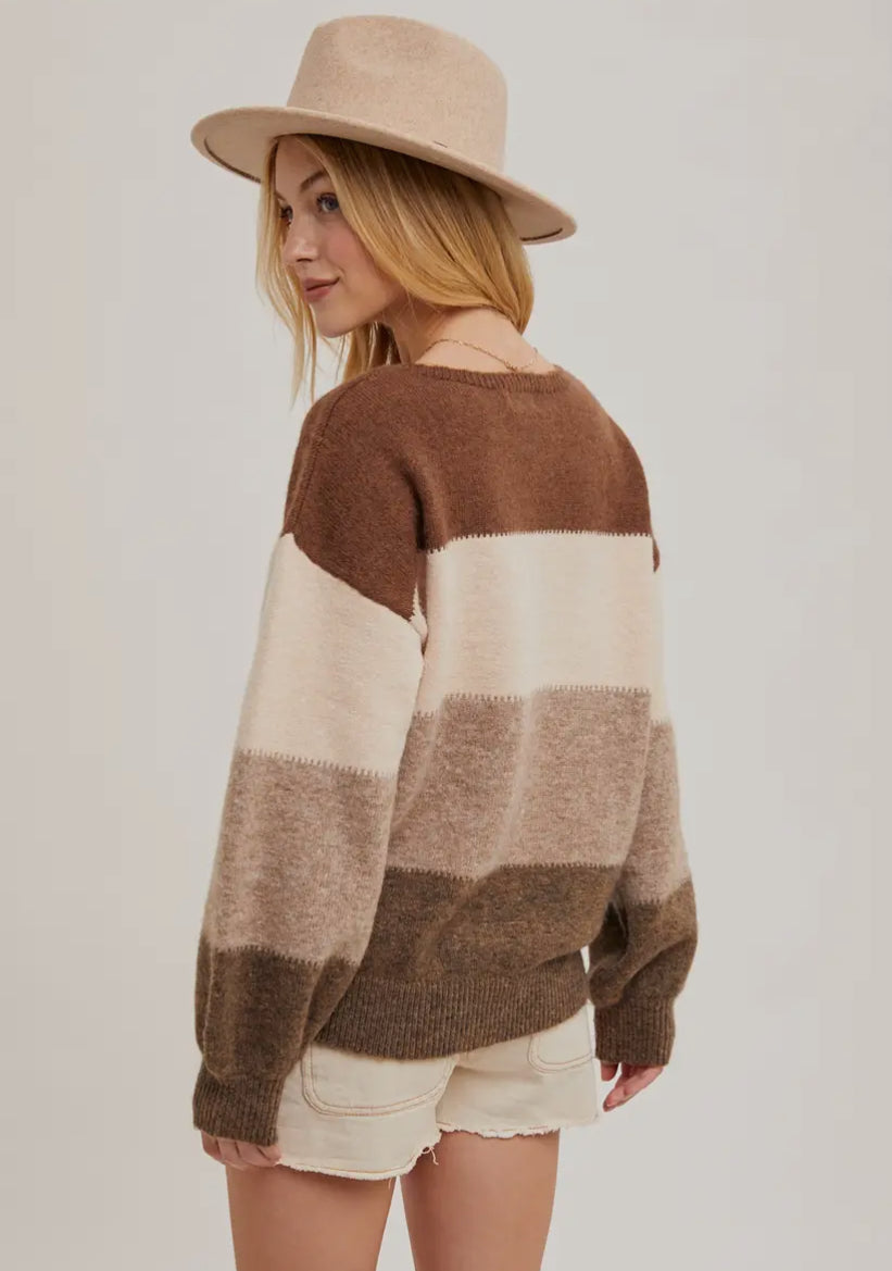 Color Block Knit Pullover Sweater