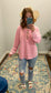 Washed Henley Long Sleeve Top, Pink
