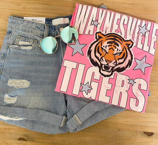 Pink Waynesville Tigers Star Tee