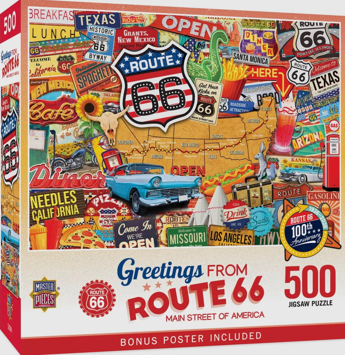Greetings from Route 66- 500 Piece Jigsaw Puzzle