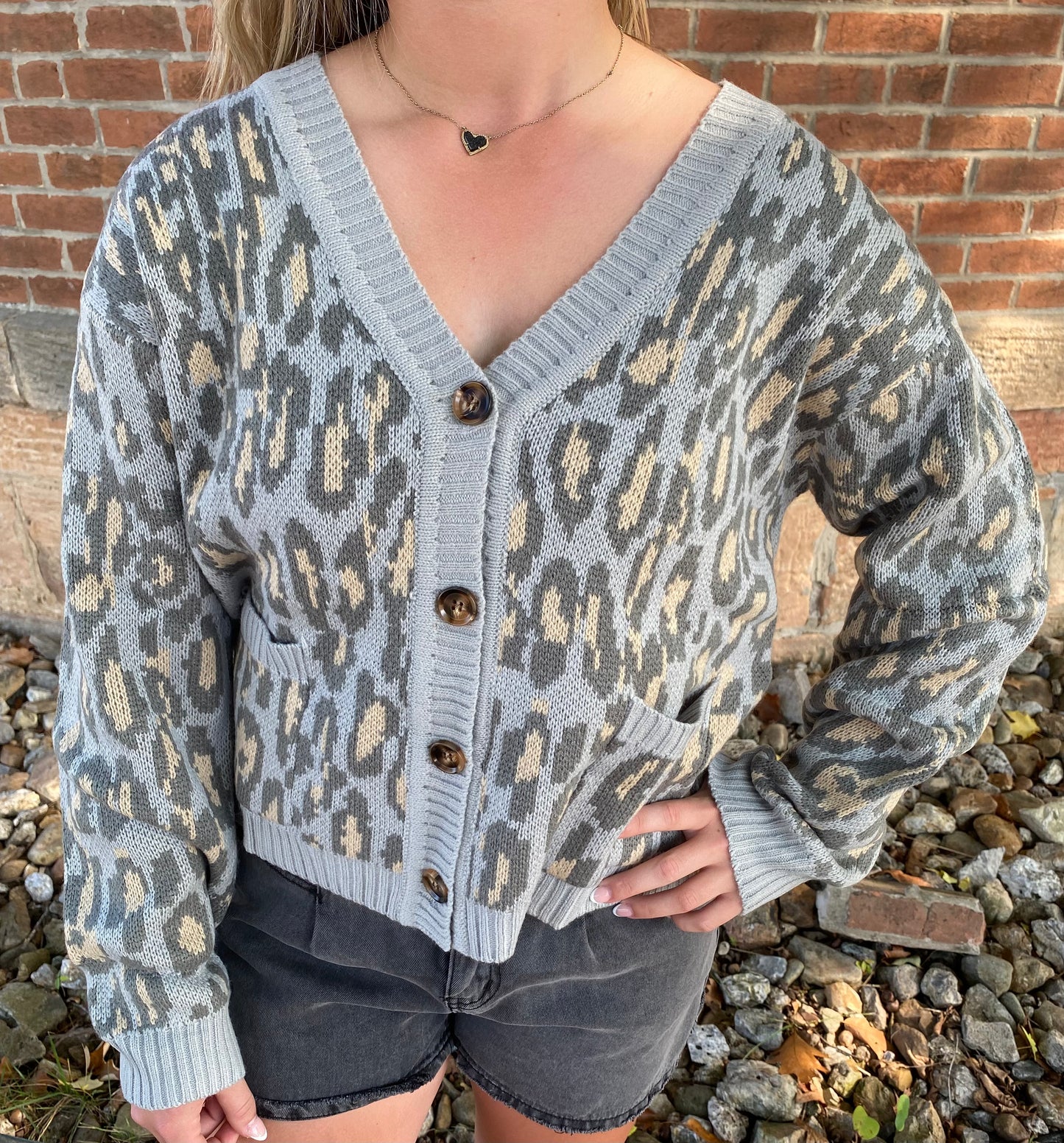 Leopard Cardigan with Pockets