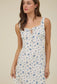 Floral Square Neck Lace Trim Dress, Blue
