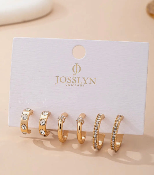 Gold Tone Huggie Hoop Earring Set