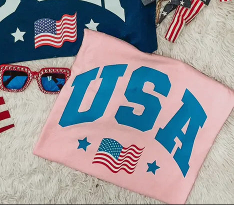 USA Block Flag Tee