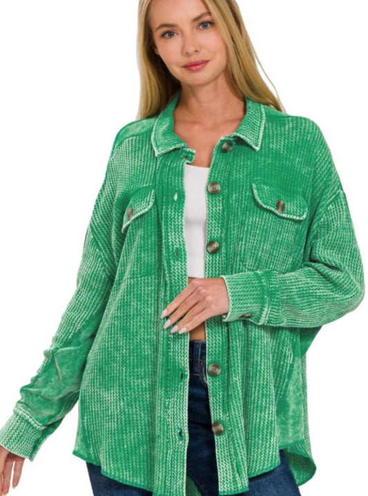 Color Crush Shacket, Kelly Green