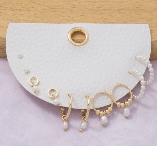 Pearl Stud and Hoop Earring Set
