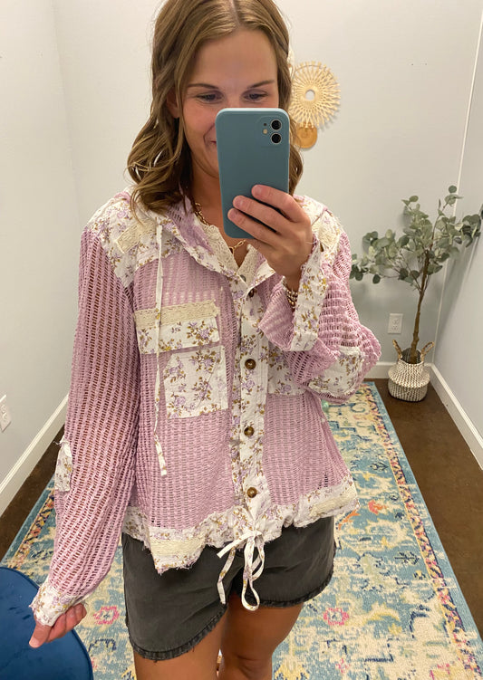 Wildflower Whimsy Hoodie, Lavender