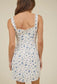 Floral Square Neck Lace Trim Dress, Blue