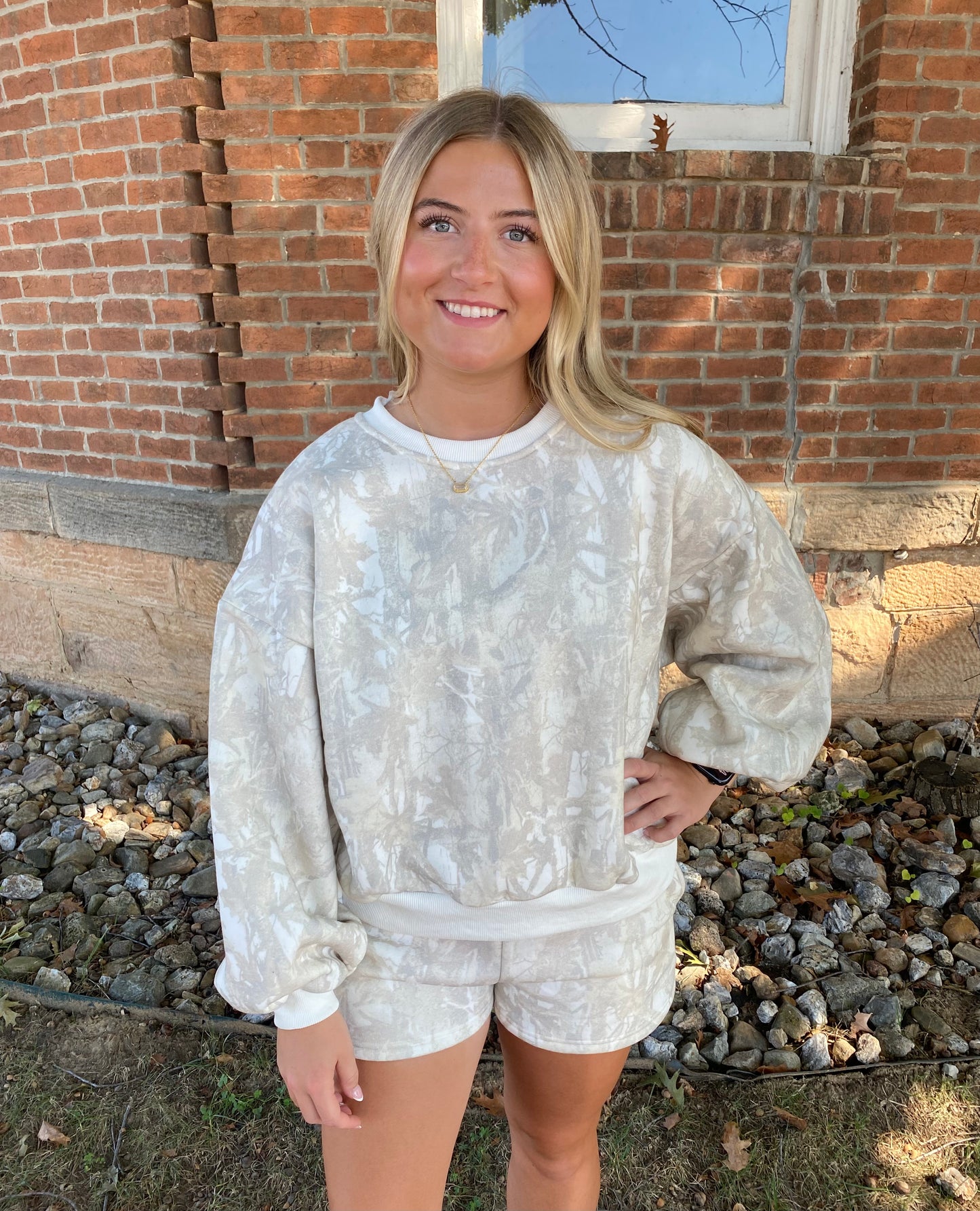 Woodland Camo Crewneck and Shorts