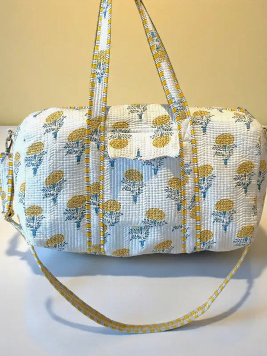 Soleil Yellow Floral Duffle Bag