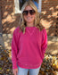 Washed French Terry Pullover, Hot Pink