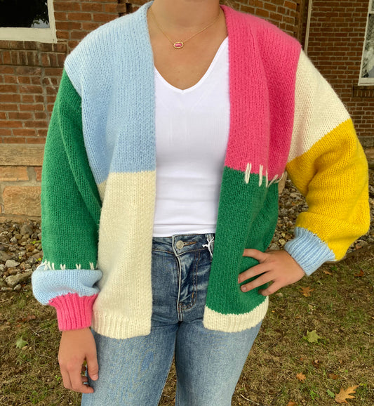 Colorblock Open Cardigan