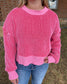 Two Tone Striped Casual Stripe Sweater Top, Pink