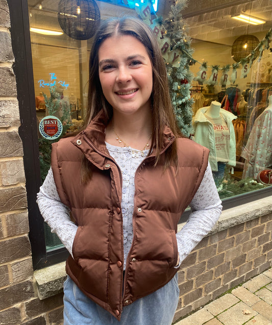 Casual Puffer Vest, Chocolate
