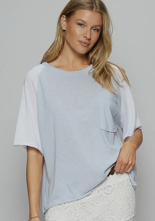 Weekend Vibes Top, Pale Blue