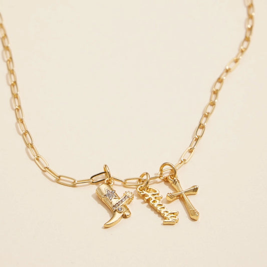 Gold Dipped 18K Western Charm Necklace