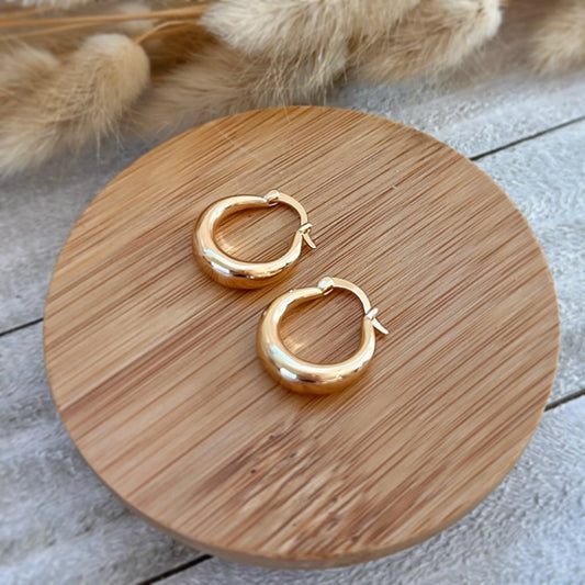 Gold Plated Round Chunky Hoop Earring