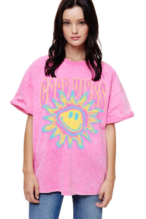 Good Vibes Sunshine Graphic Mineral Wash Tee