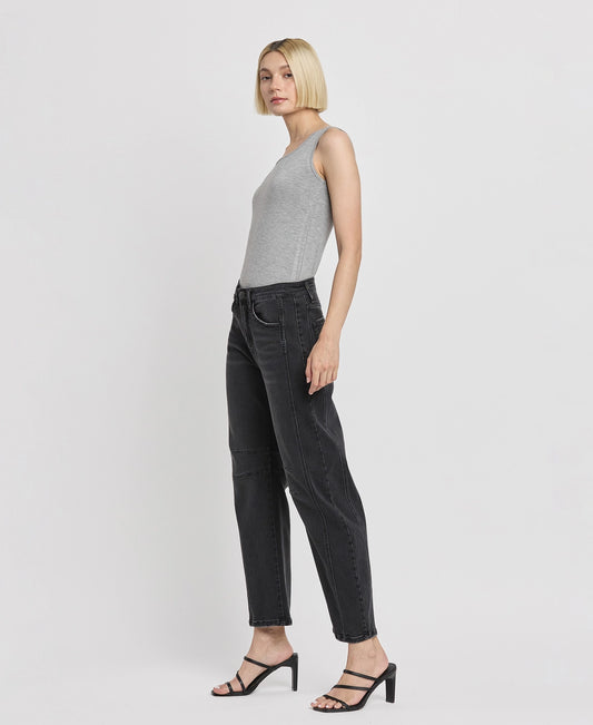 Flying Monkey, High Rise Ankle Barrel Leg Jeans