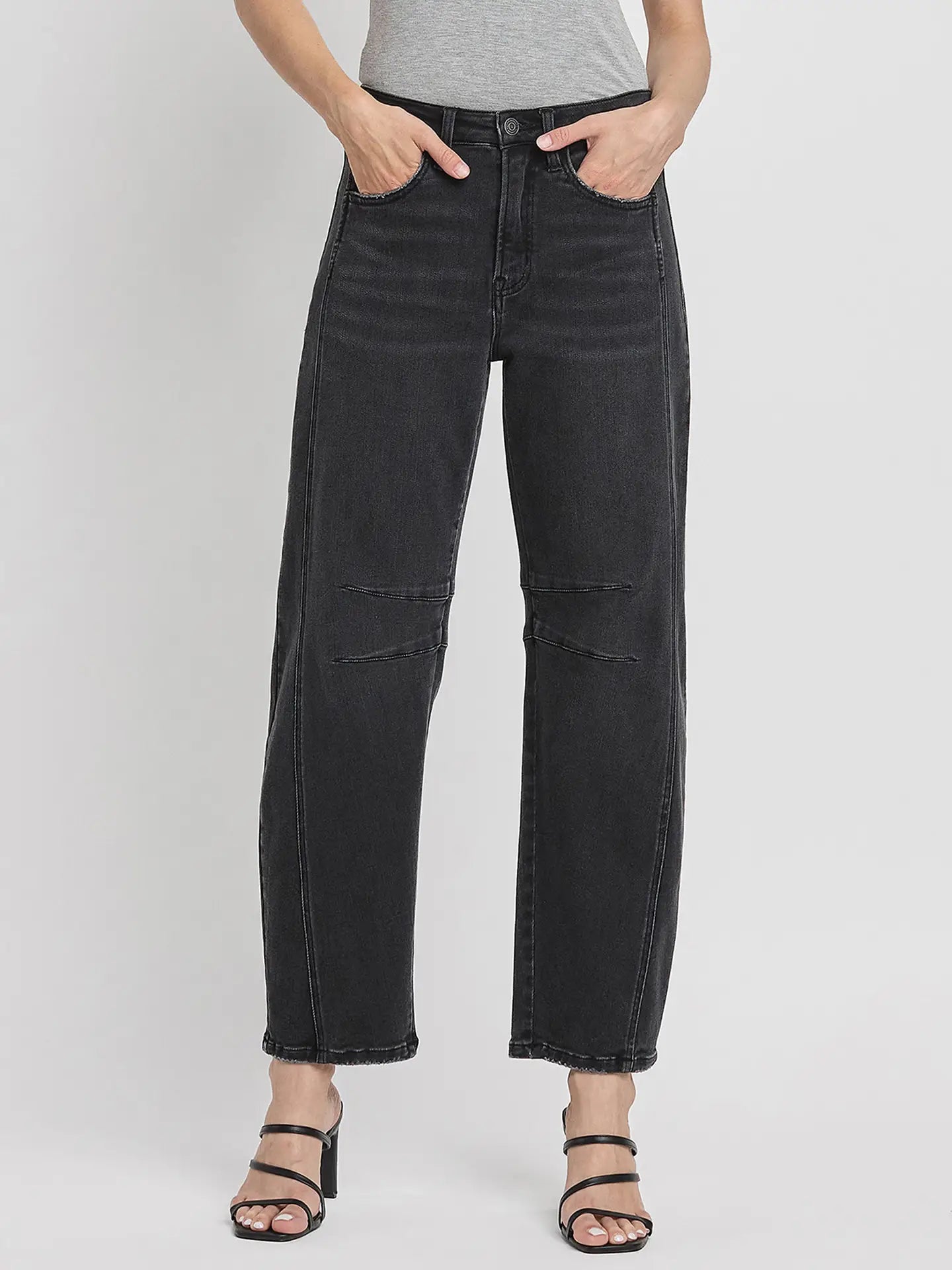 Flying Monkey, High Rise Ankle Barrel Leg Jeans