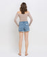 Vervet High Rise Cuffed Denim Shorts
