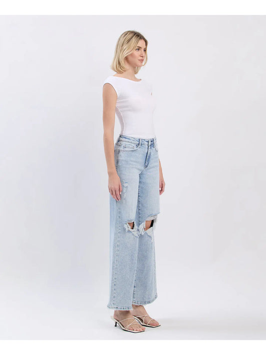 Lovervet High Rise Distressed Wide Jeans