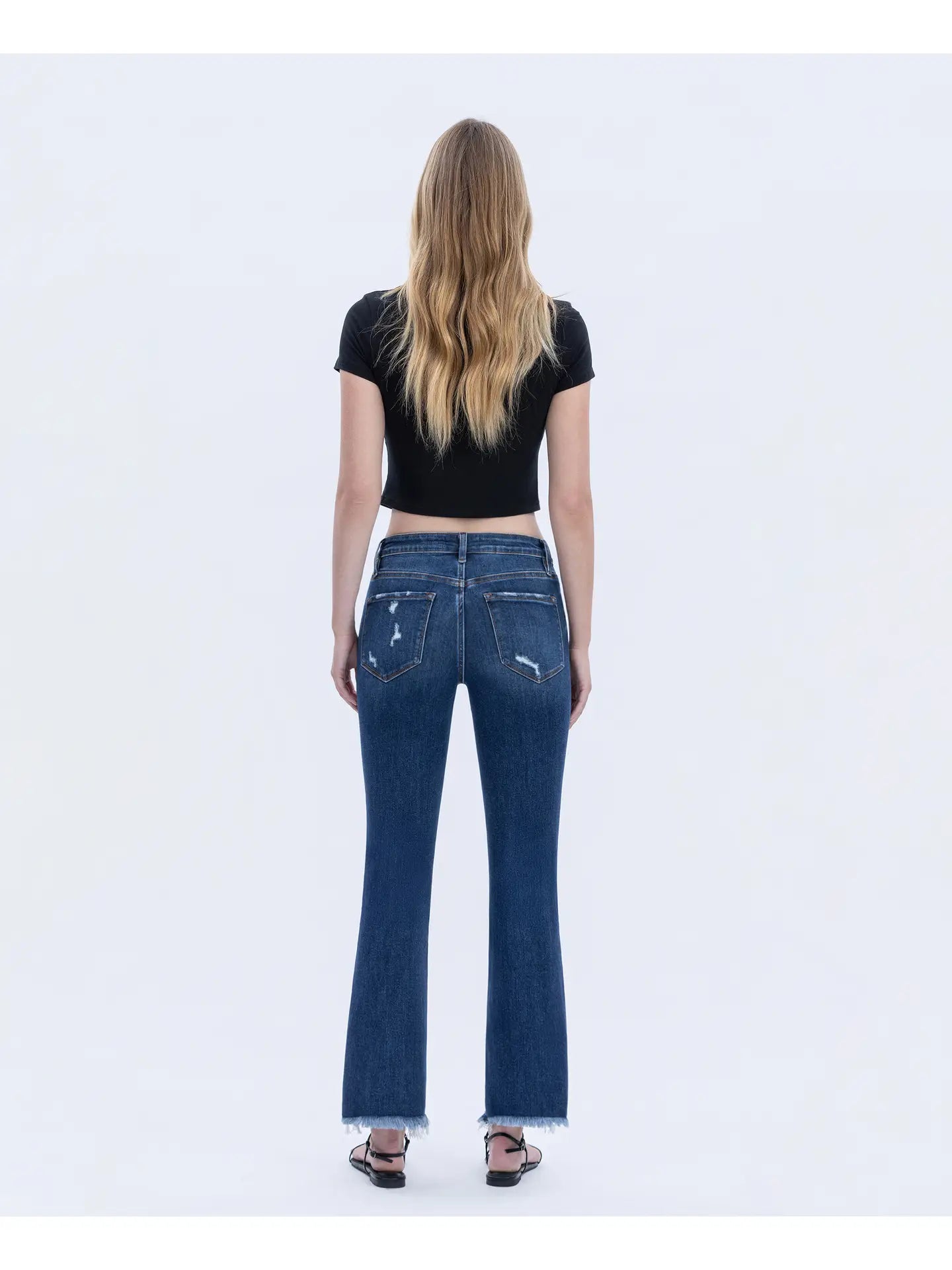 Vervet High Rise Frayed Hem Kick Flare Jeans