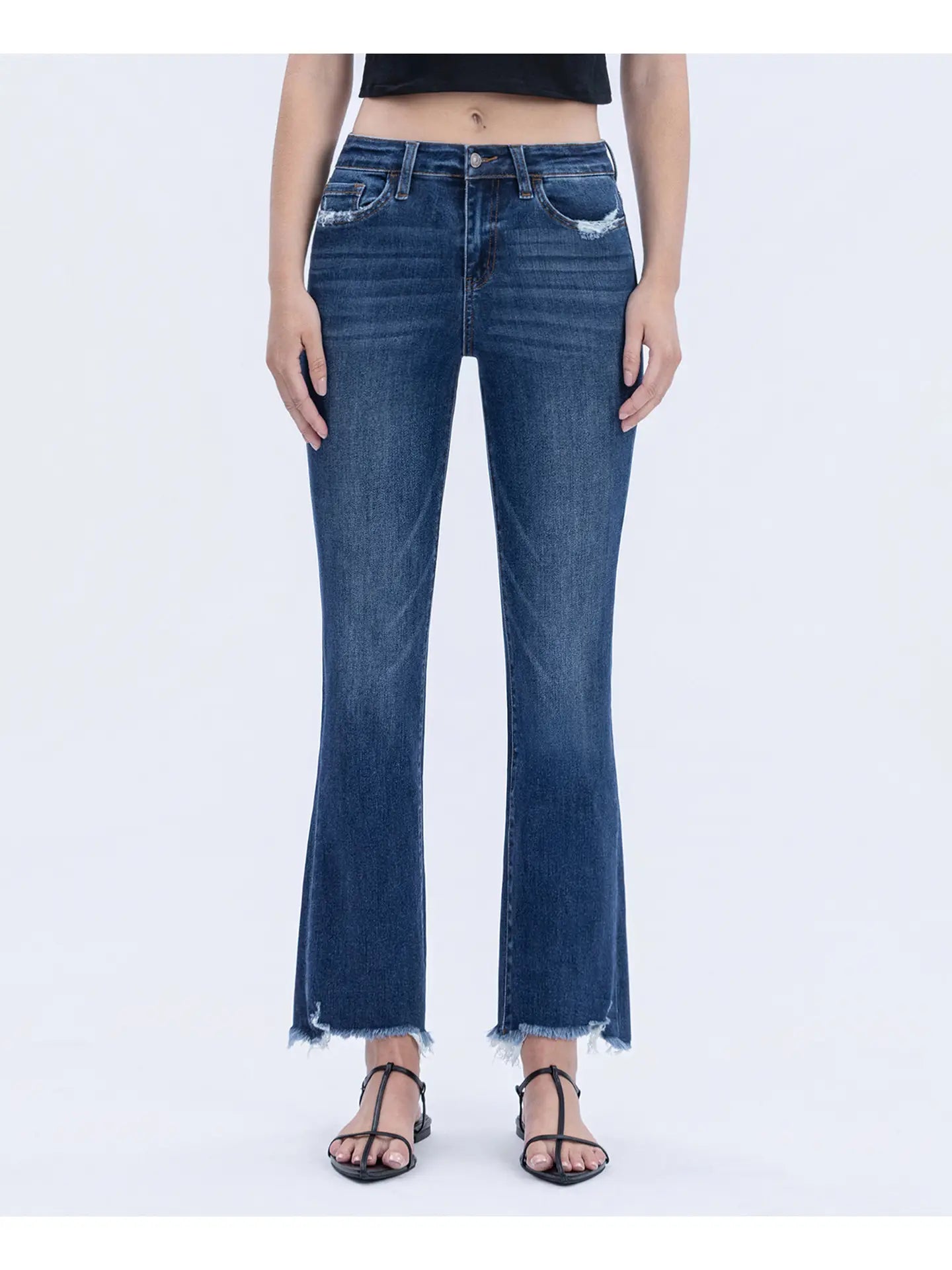 Vervet High Rise Frayed Hem Kick Flare Jeans