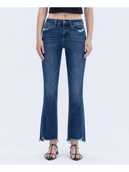 Vervet High Rise Frayed Hem Kick Flare Jeans