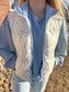 Floral Printed Cropped Puffer Vest, Blue