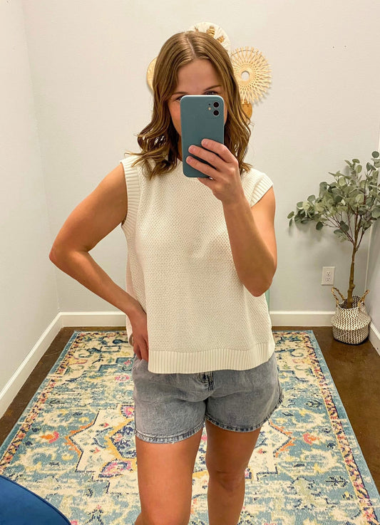 Tied & True Knit Top, White
