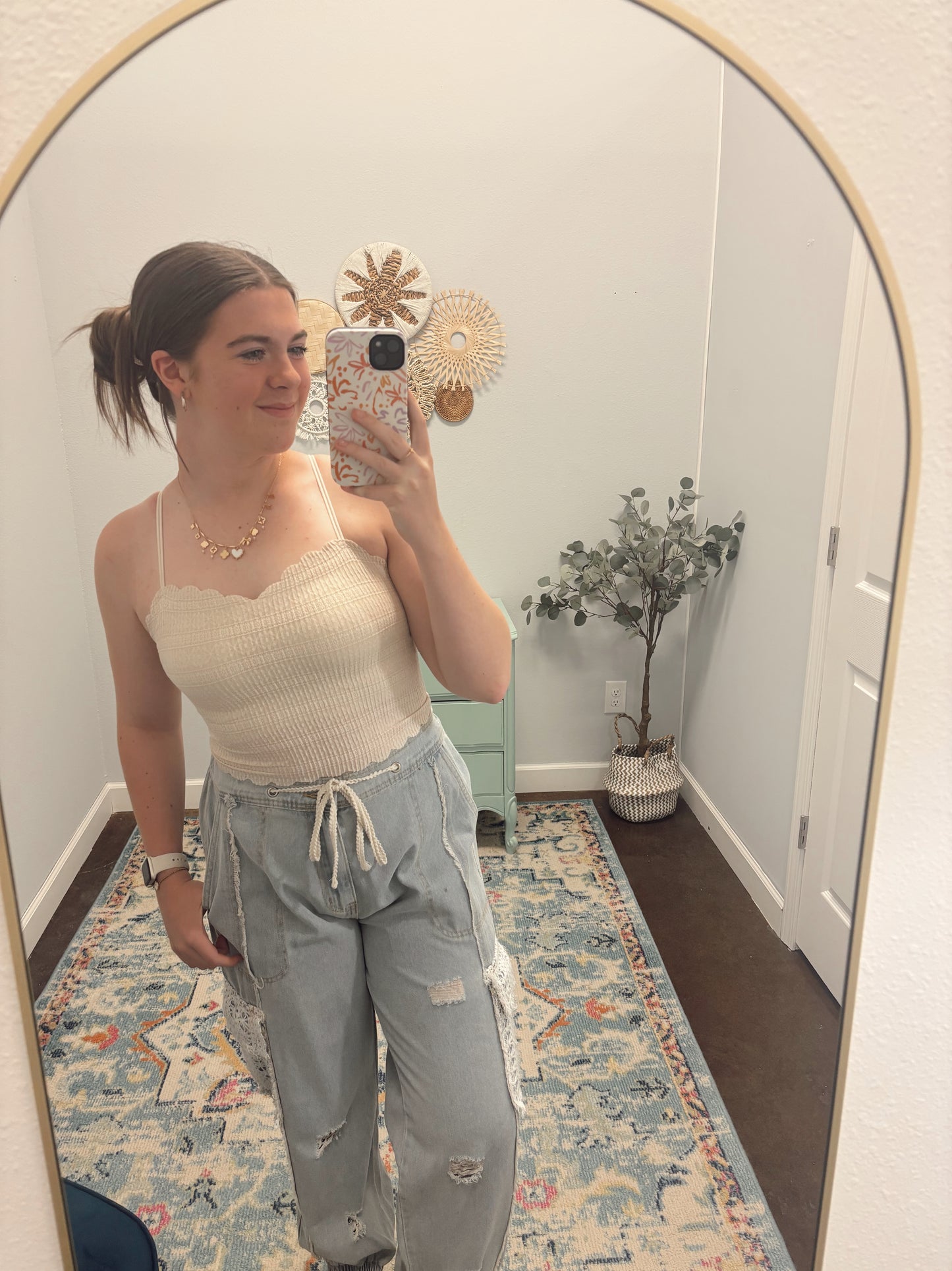 Striped Patterned Bralette, Taupe