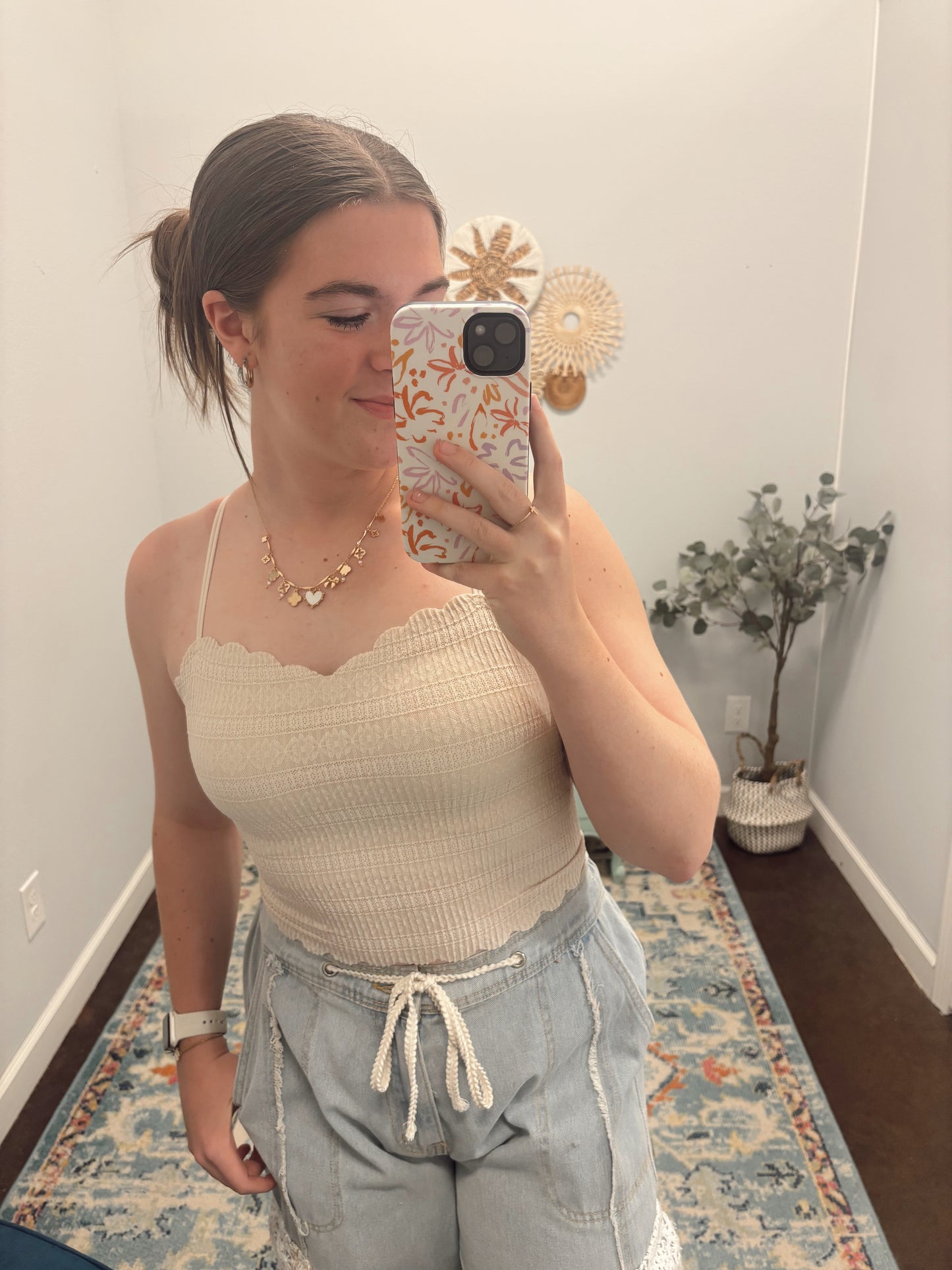 Striped Patterned Bralette, Taupe