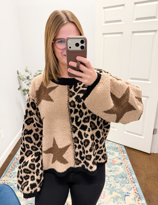 Leopard Star Pattern Sweater