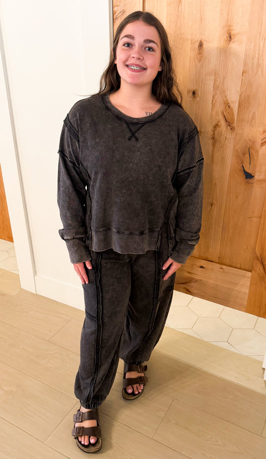 Vintage Washed Sweatshirt, Black