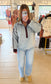 Half Zip Contrast Fleece Sweatshirt, Sky